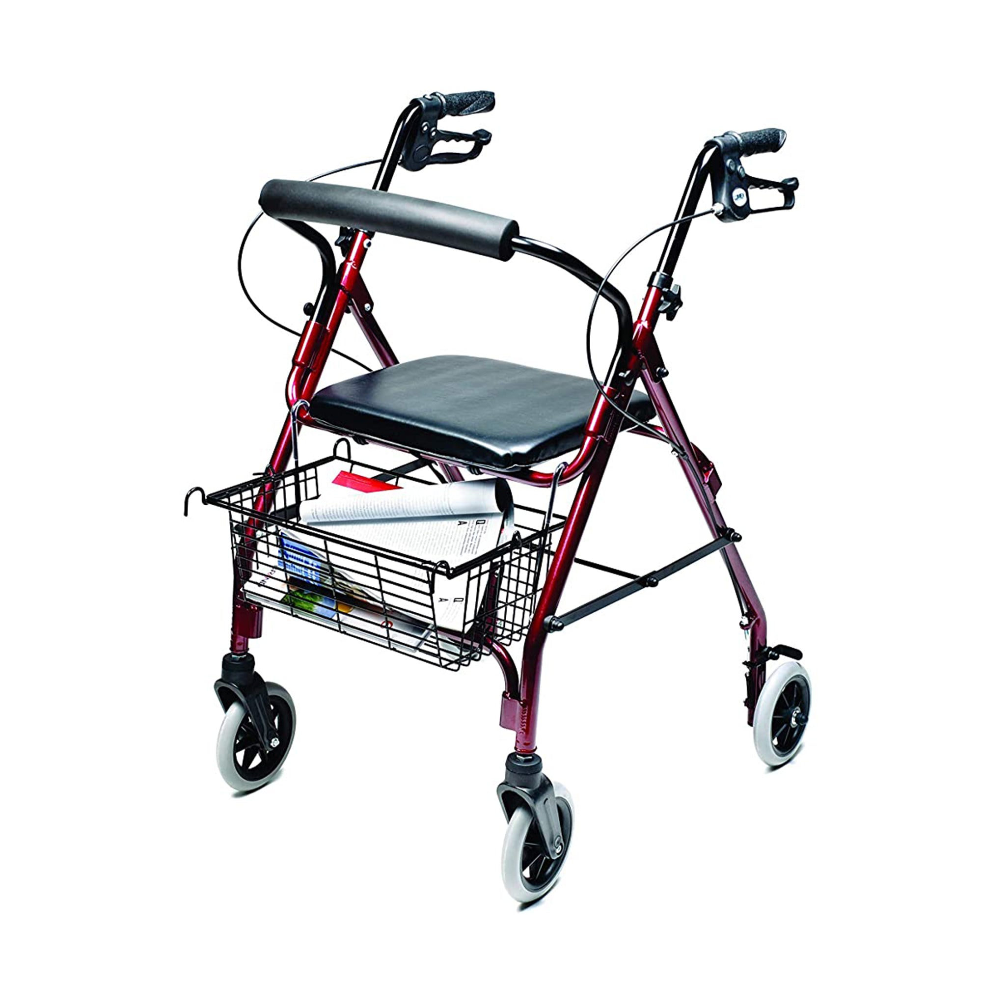 Graham Field Lumex Walkabout Lite Rollator with Seat and 6 Inch Wheels, Burgundy - VMInnovations
