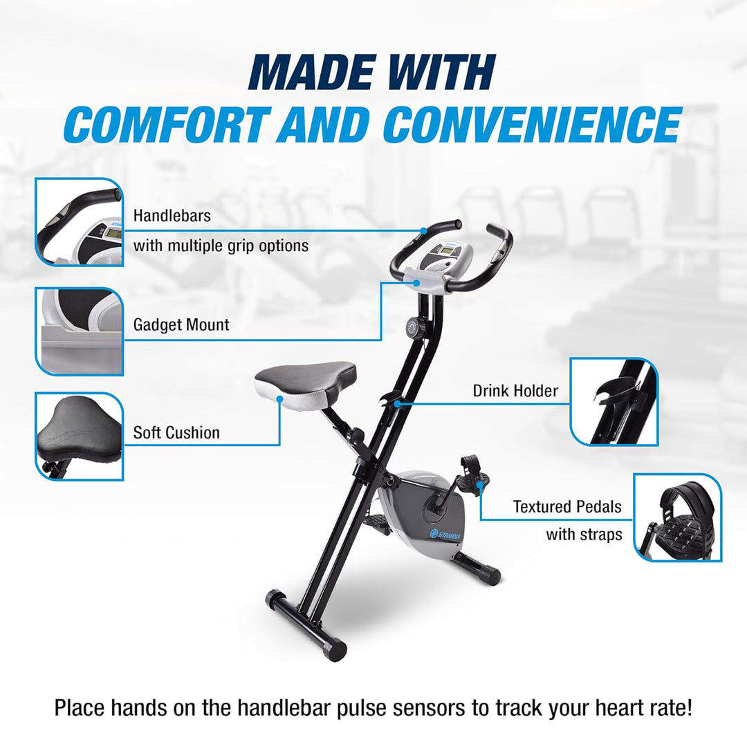 Stamina Products 15-0812 Folding LCD Exercise Bike With Guided Online Workouts - VMInnovations