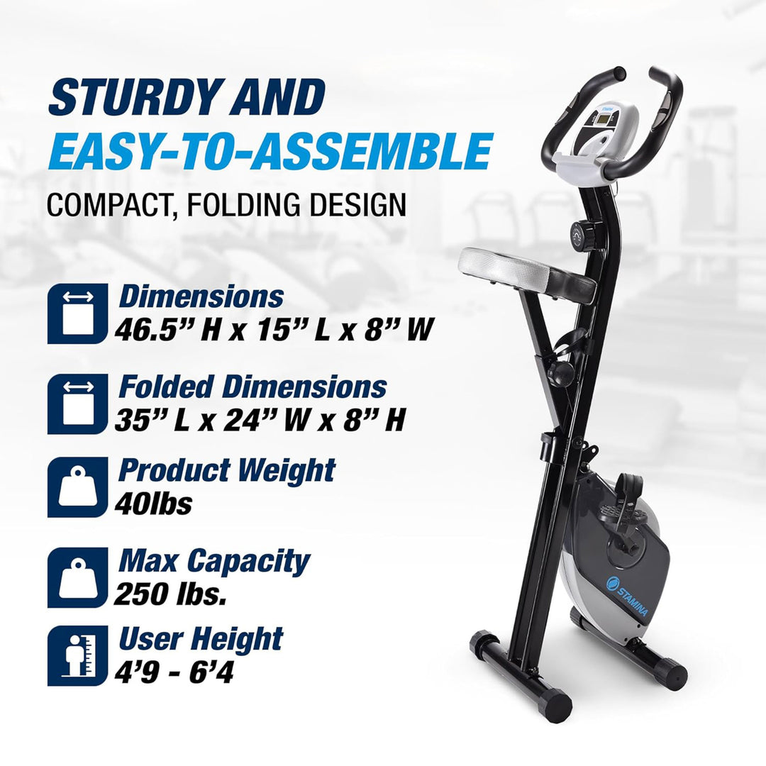 Stamina Products 15-0812 Folding LCD Exercise Bike With Guided Online Workouts - VMInnovations