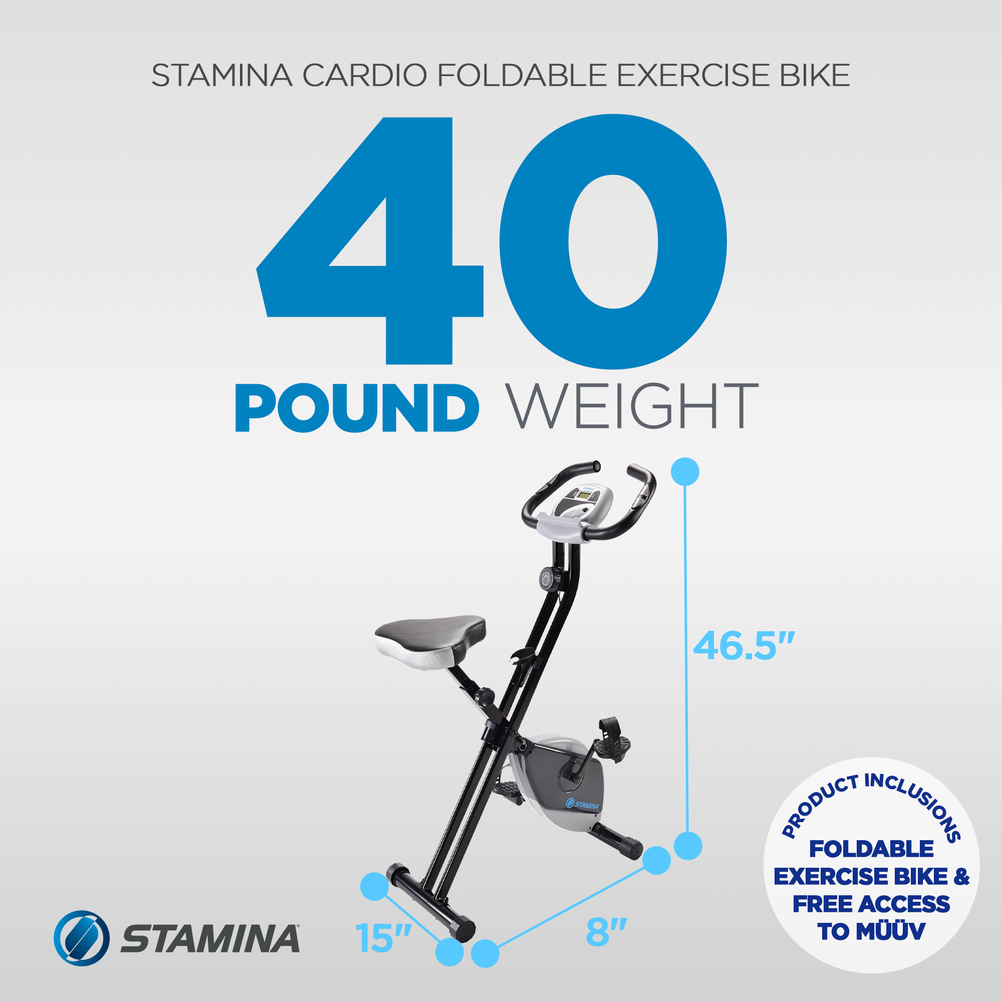 Stamina Products 15-0812 Folding LCD Exercise Bike With Guided Online Workouts - VMInnovations