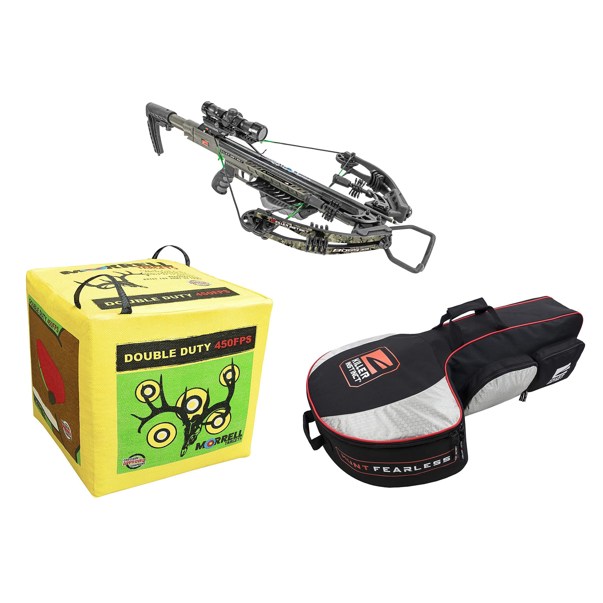 Killer Instinct Boss 405 Crossbow w/ 3 Bolts, Case, & Morrell Double Cube Target