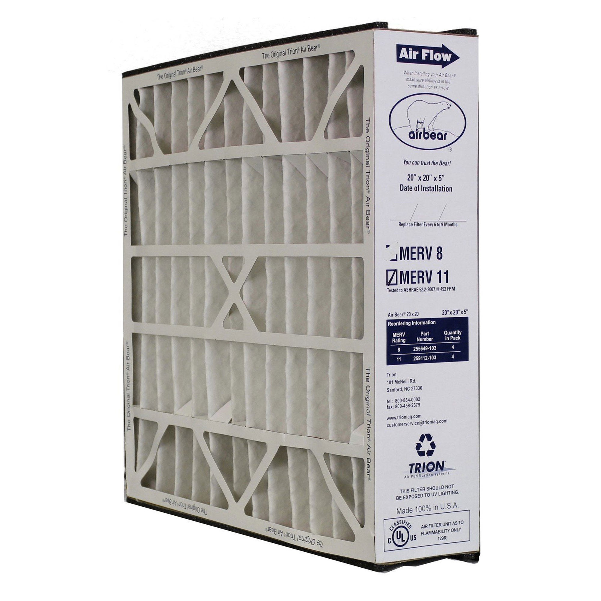Trion Air Bear 20 x 20 x 4.78 In MERV 11 Air Purifier Filter (4 Pack) (Open Box) - VMInnovations