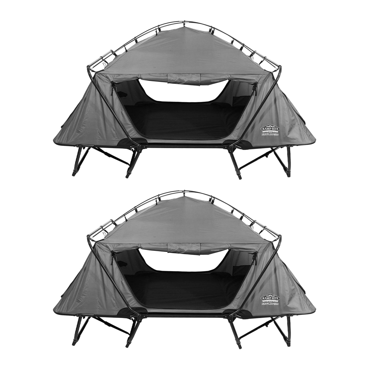 Kamp-Rite Portable Versatile Double Tent Cot, Chair, and Tent, Gray (2 Pack)