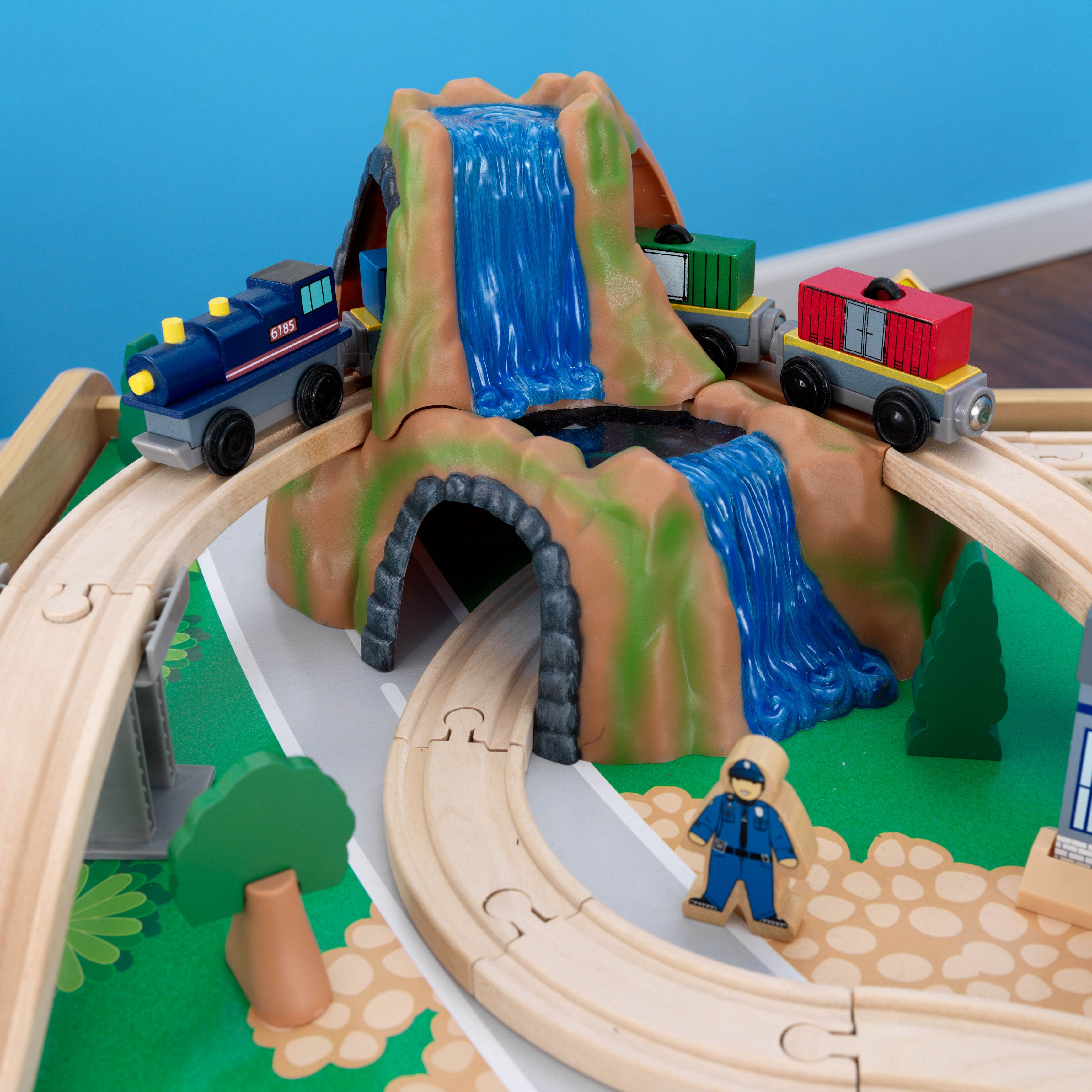 KidKraft Waterfall Mountain 120-Piece Train Table Set - Open Box