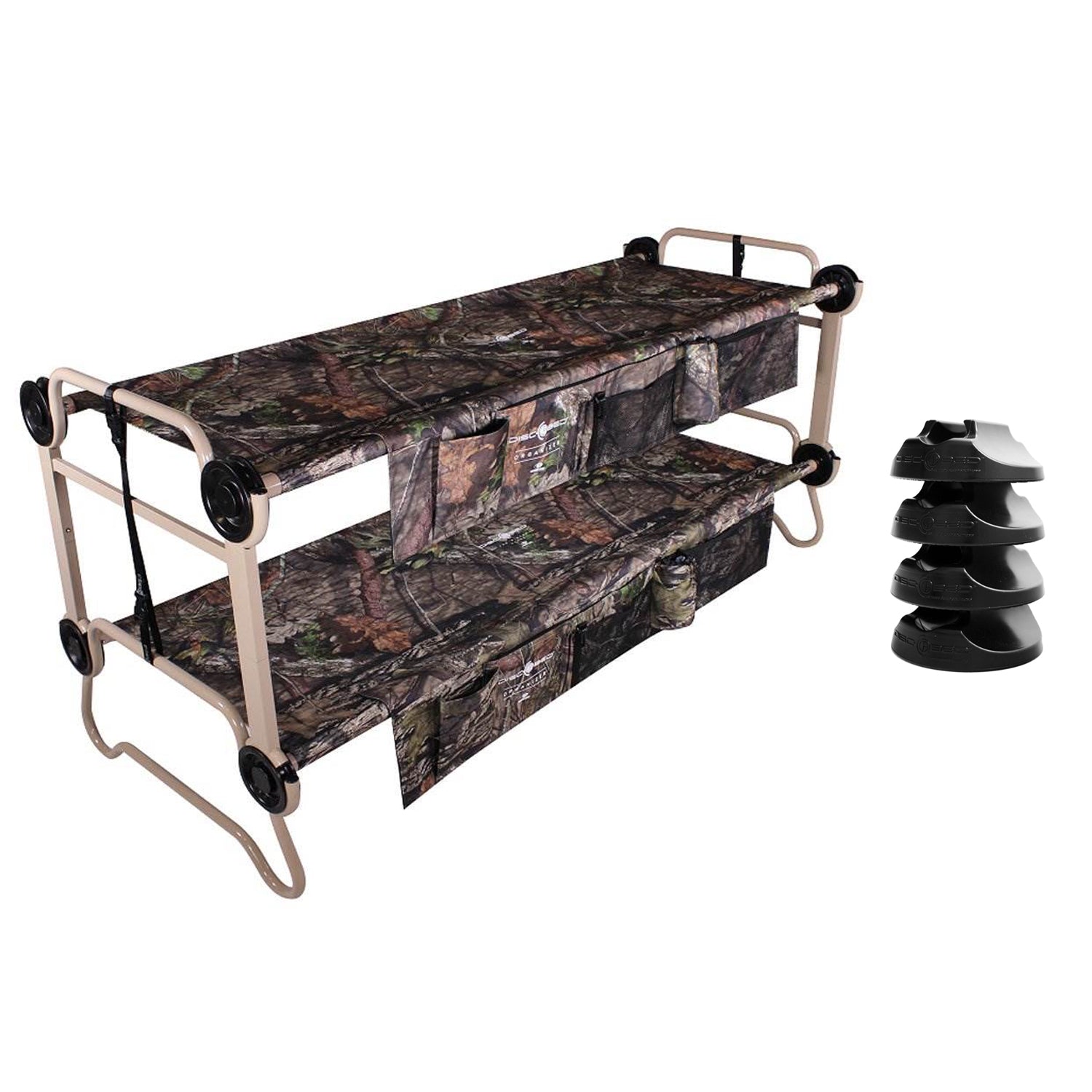 Disc-O-Bed Large Cam-O-Bunk Benchable Double Cot, Organizers & No Slip Foot Pads - VMInnovations