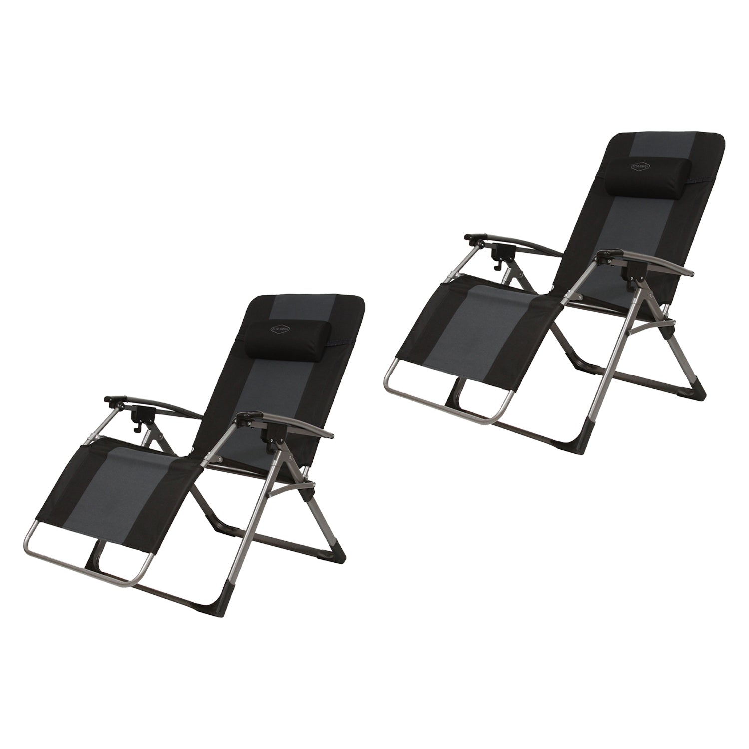 Kamp-Rite KAMPAC188 Oversized Anti Gravity Folding Beach Chair, Black (2 Pack)