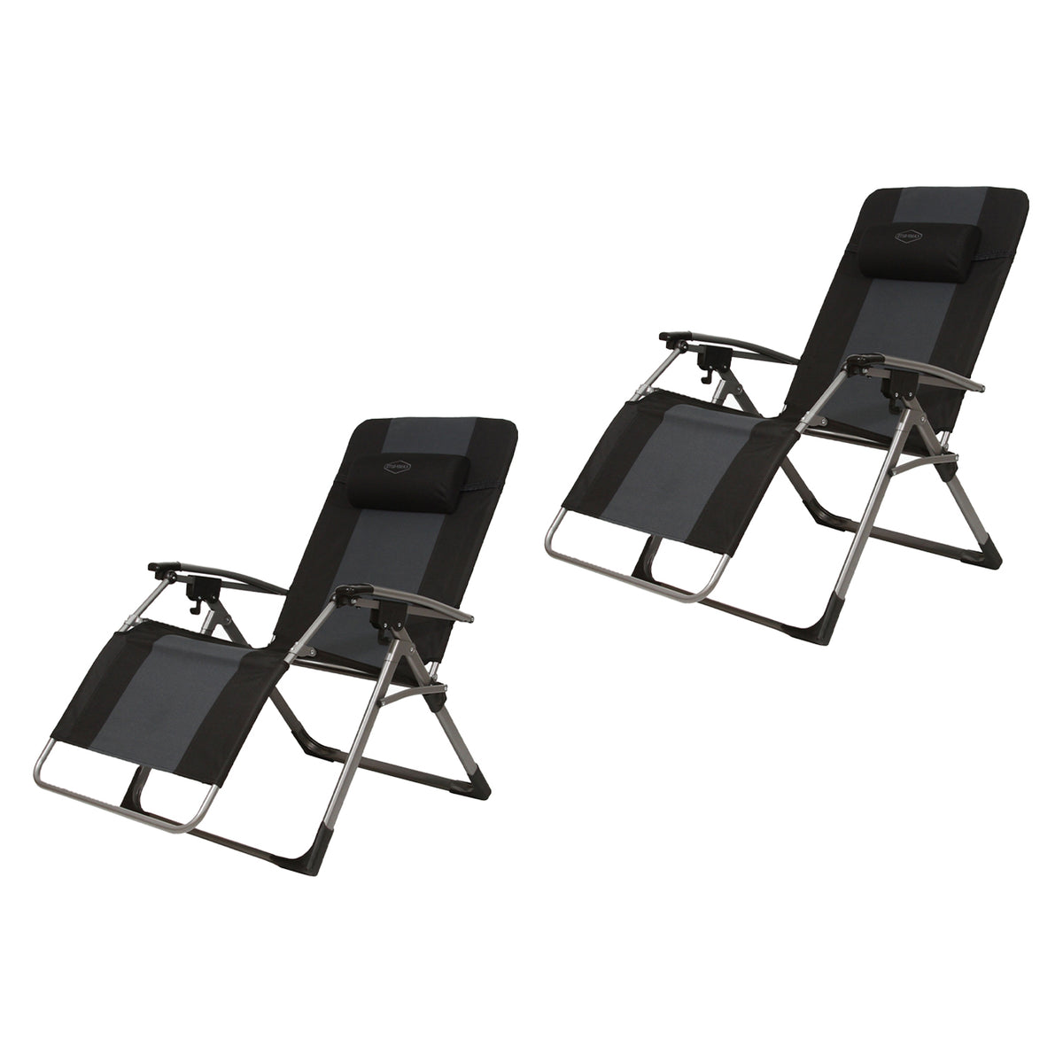 Kamp-Rite KAMPAC188 Oversized Anti Gravity Folding Beach Chair, Black (2 Pack)