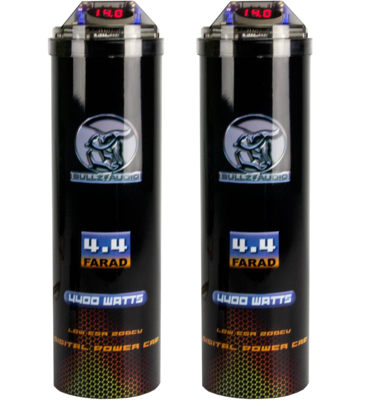 (2) BULLZ AUDIO 4400W 12V BCAP 4.4 Digital Car Power Farad Capacitors | BCAP4.4