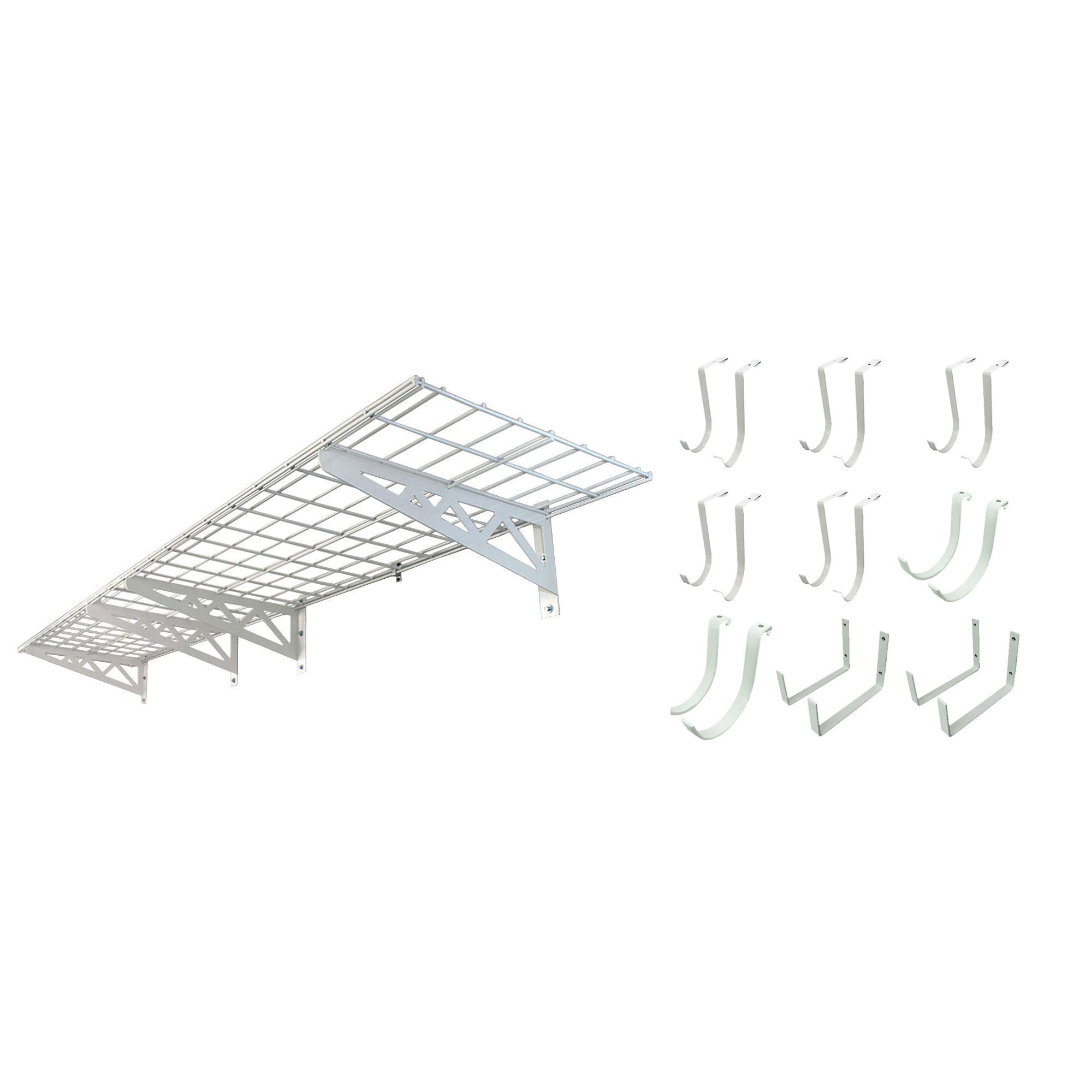 SafeRacks 18x48" Garage Shelf 2-Pack w/ Bike Hooks & 18ct Accessory Hook Package - VMInnovations
