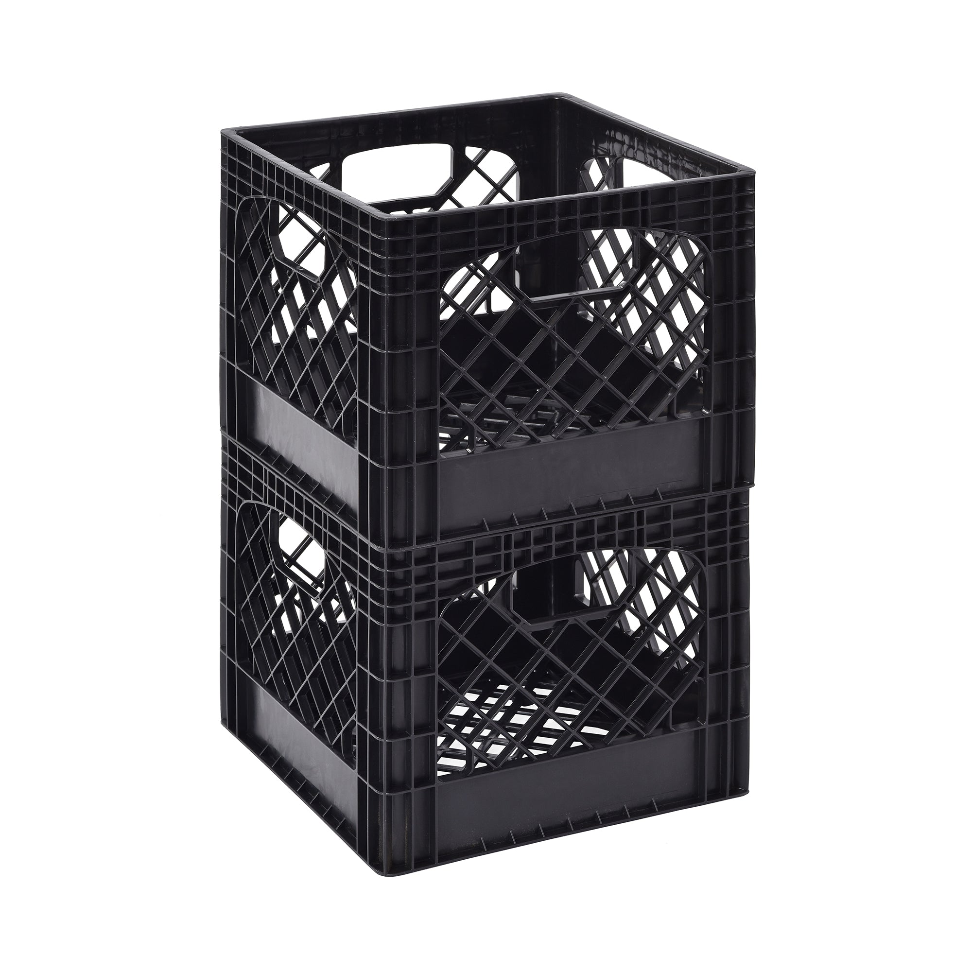 Muscle Rack Plastic Stackable Storage Milk Crate, Black, 2 Pack (Open Box) - VMInnovations
