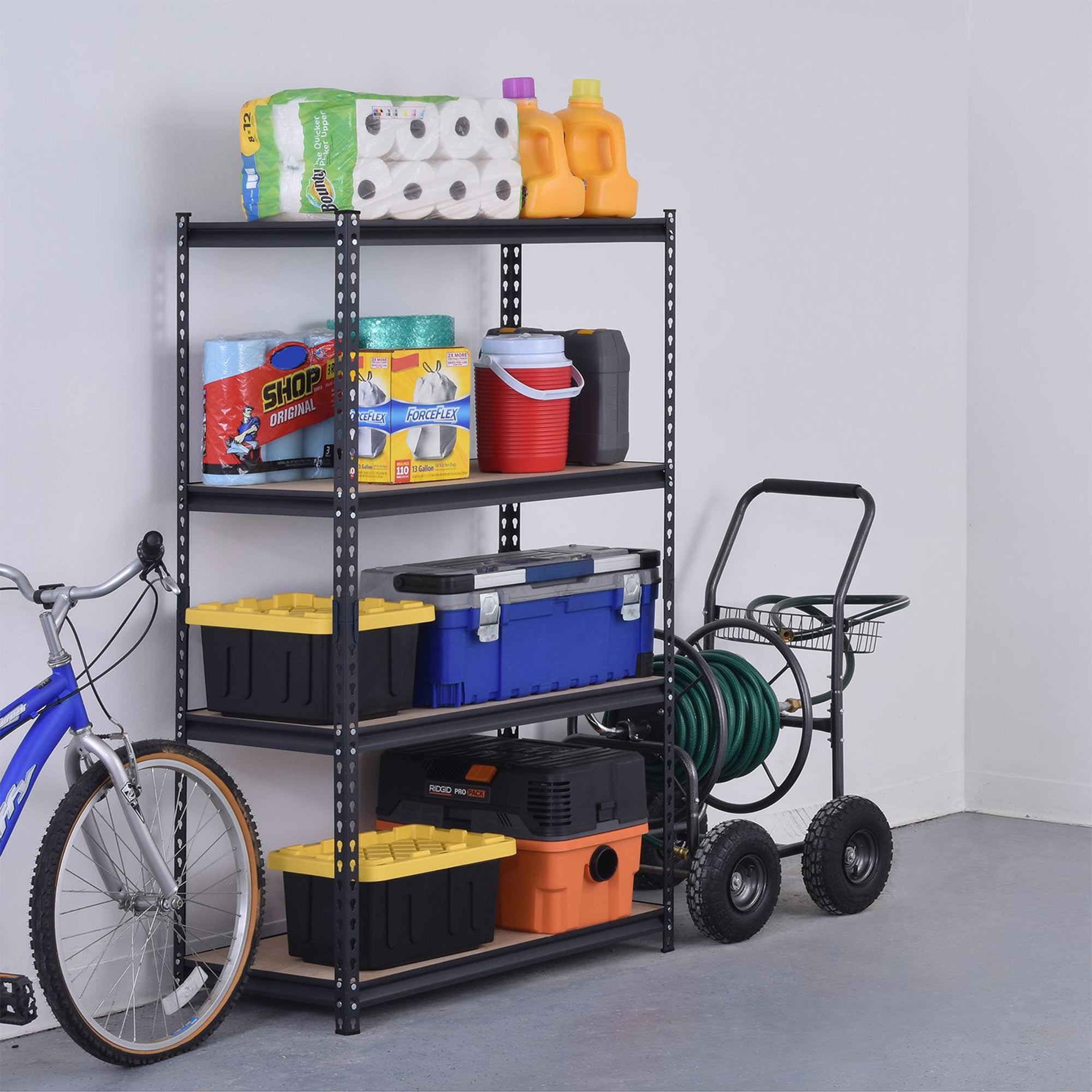 Edsal Adjustable 4 Shelf Durable Steel Storage Organization Shelving Unit, Black - VMInnovations