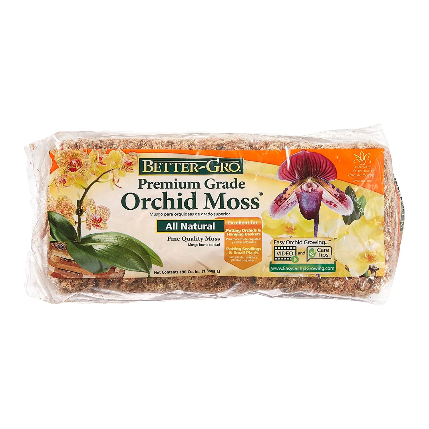 Better-Gro Premium Orchid Flower Moss Potting Soil, 190 Cubic Inches (4 Pack)