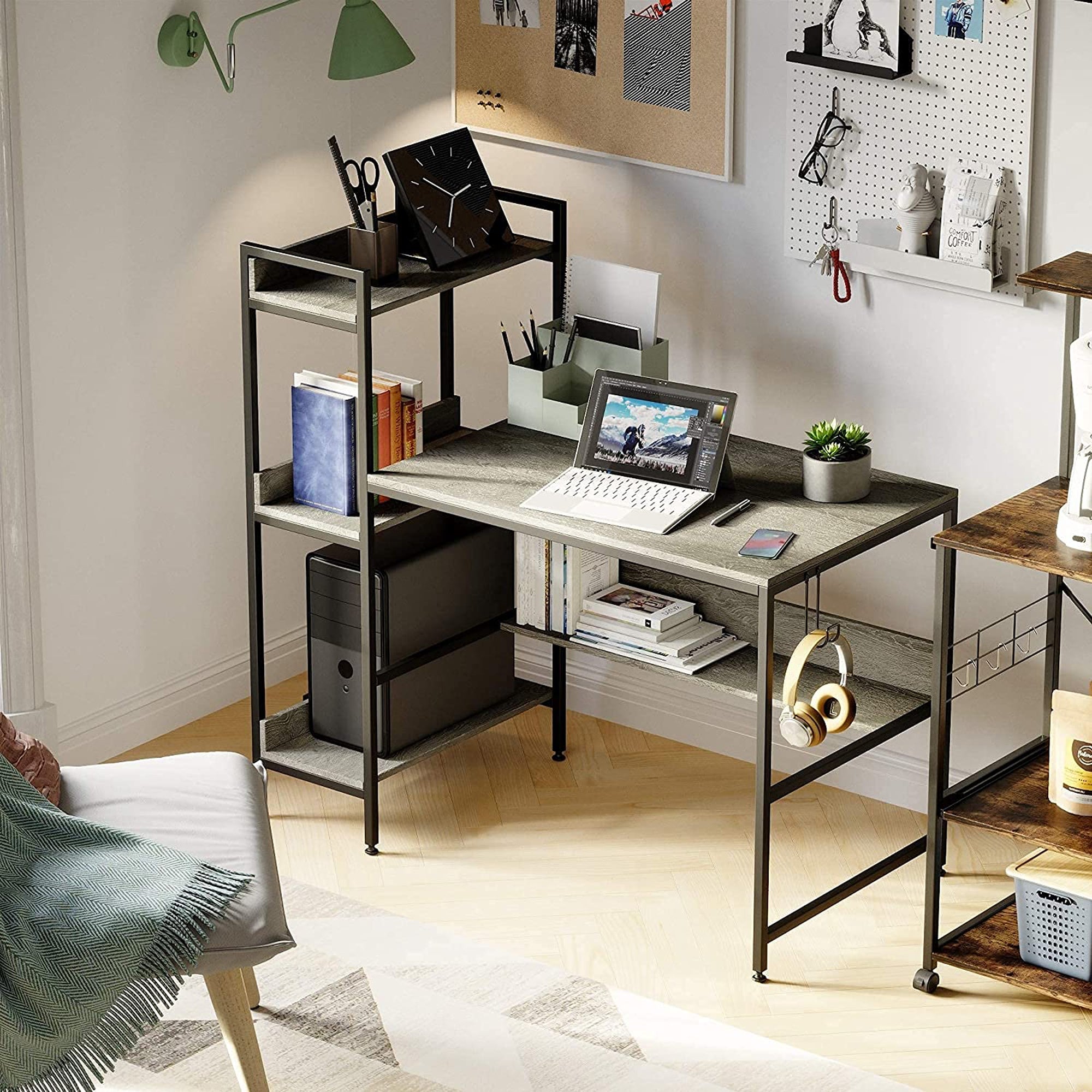 Bestier Computer Office Desk Workstation with Side Storage Shelves (For Parts) - VMInnovations