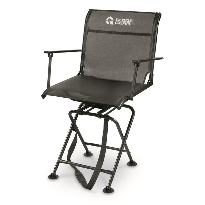 Guide Gear Big Boy Swivel Hunting Blind Chair w/Armrests, 500lbs Capacity, Black