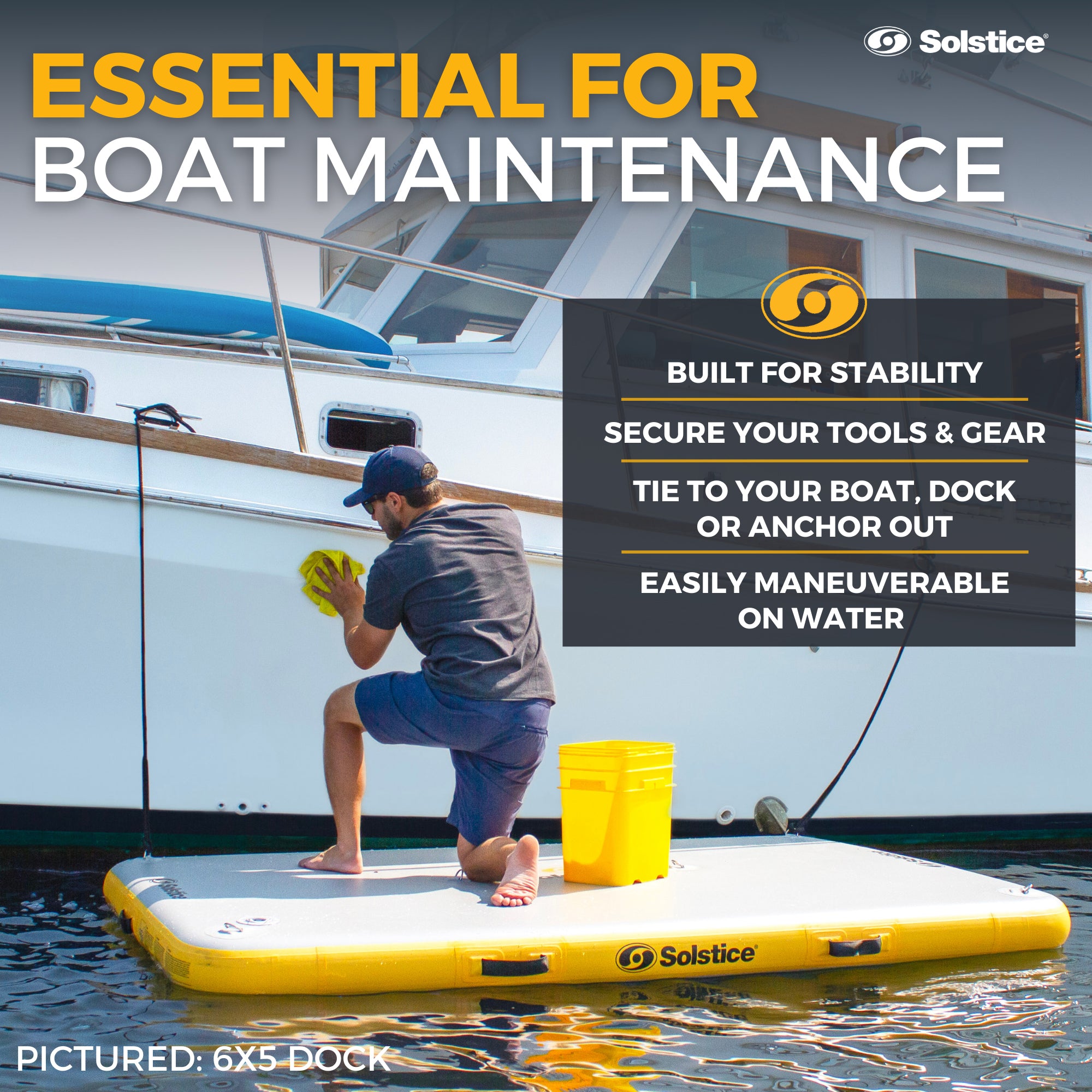Solstice 8x5' Inflatable Floating Dock Rafting Platform w/Pump & Bag (Open Box) - VMInnovations