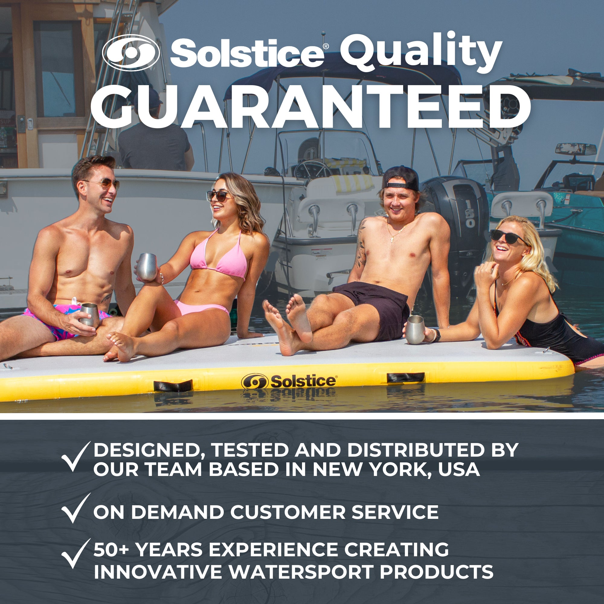 Solstice 8x5' Inflatable Floating Dock Rafting Platform w/Pump & Bag (Open Box) - VMInnovations