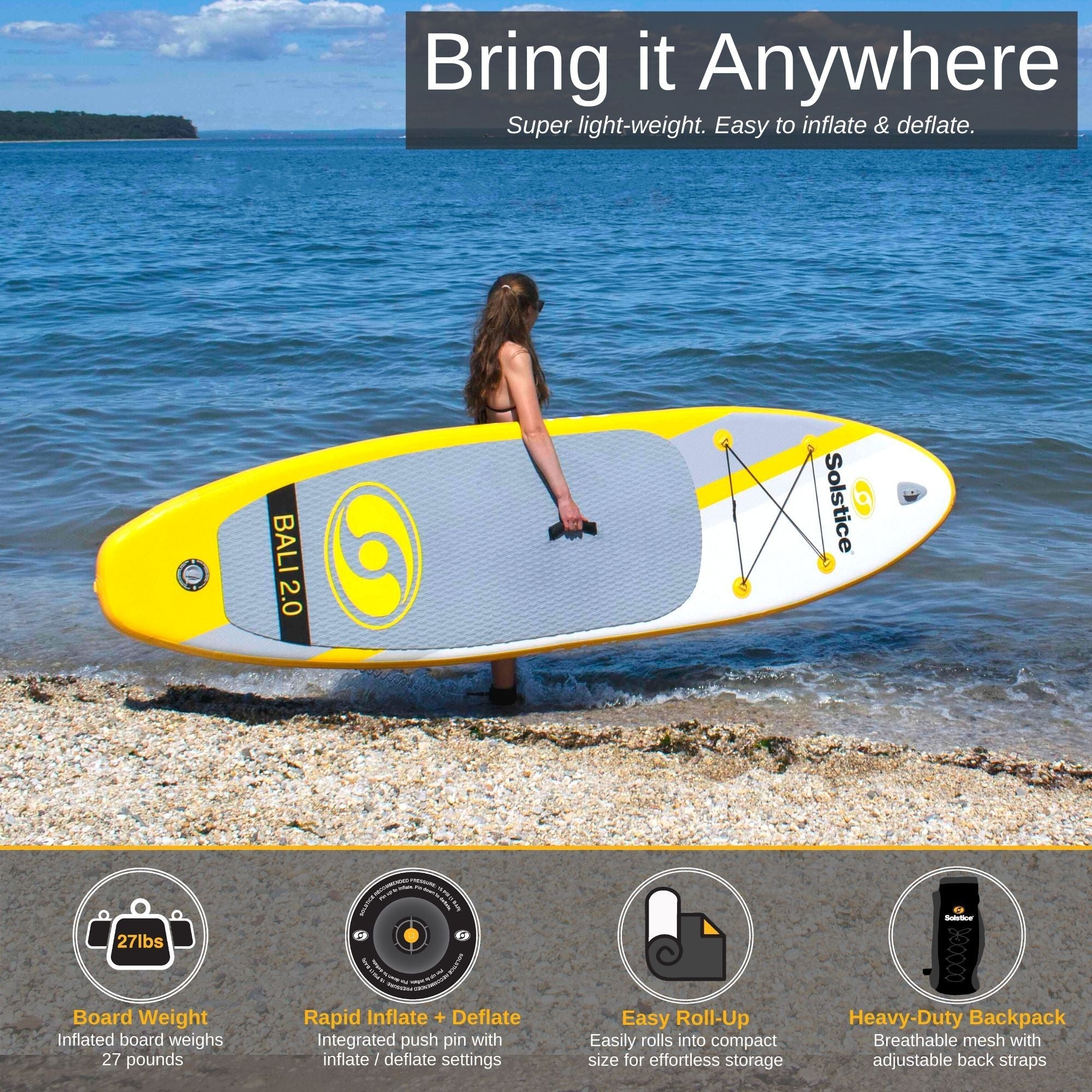 Solstice Watersports Bali 2.0 10.5 Foot Inflatable Stand-Up Paddle Board Kit - VMInnovations