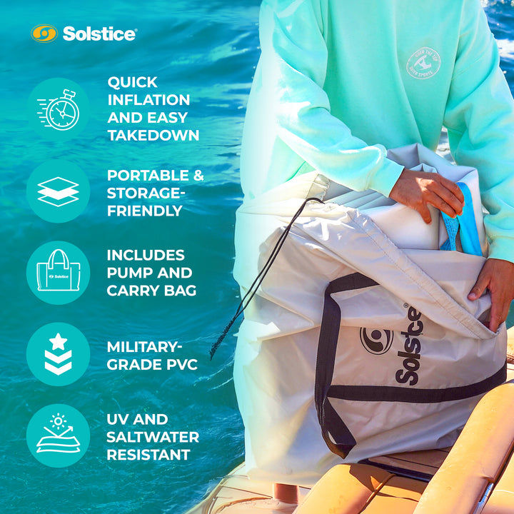 Solstice 10' Inflatable 7-10 Person Circular Mesh Dock Floating Island Platform - VMInnovations