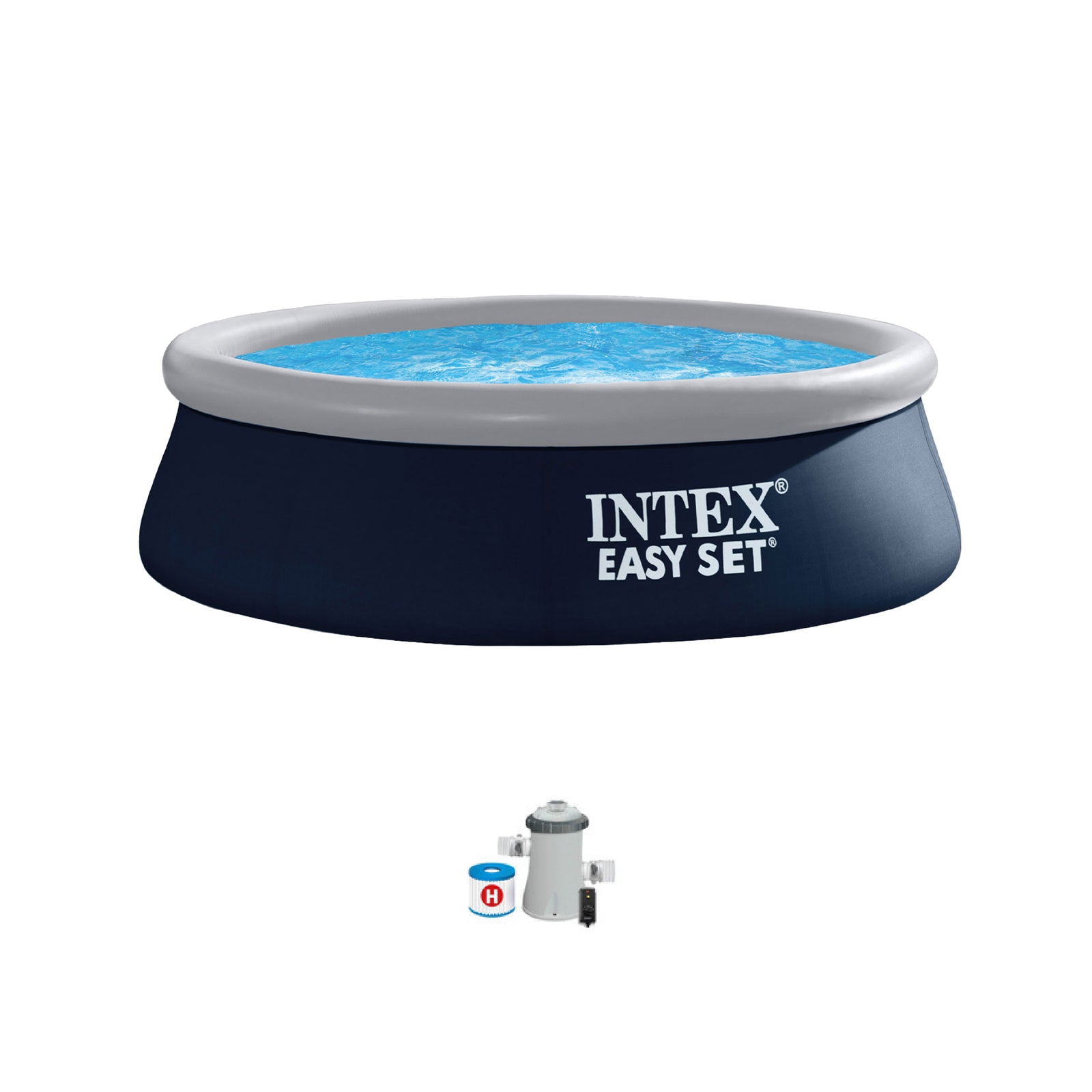 Intex Easy Set 8' x 30" Round Inflatable Outdoor Above Ground Swimming Pool - VMInnovations