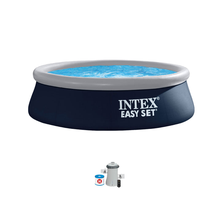 Intex Easy Set 8' x 30" Round Inflatable Outdoor Above Ground Swimming Pool - VMInnovations