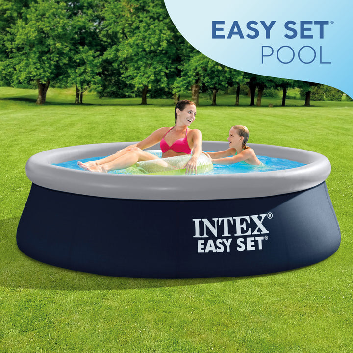 Intex Easy Set 8' x 30" Round Inflatable Outdoor Above Ground Swimming Pool - VMInnovations