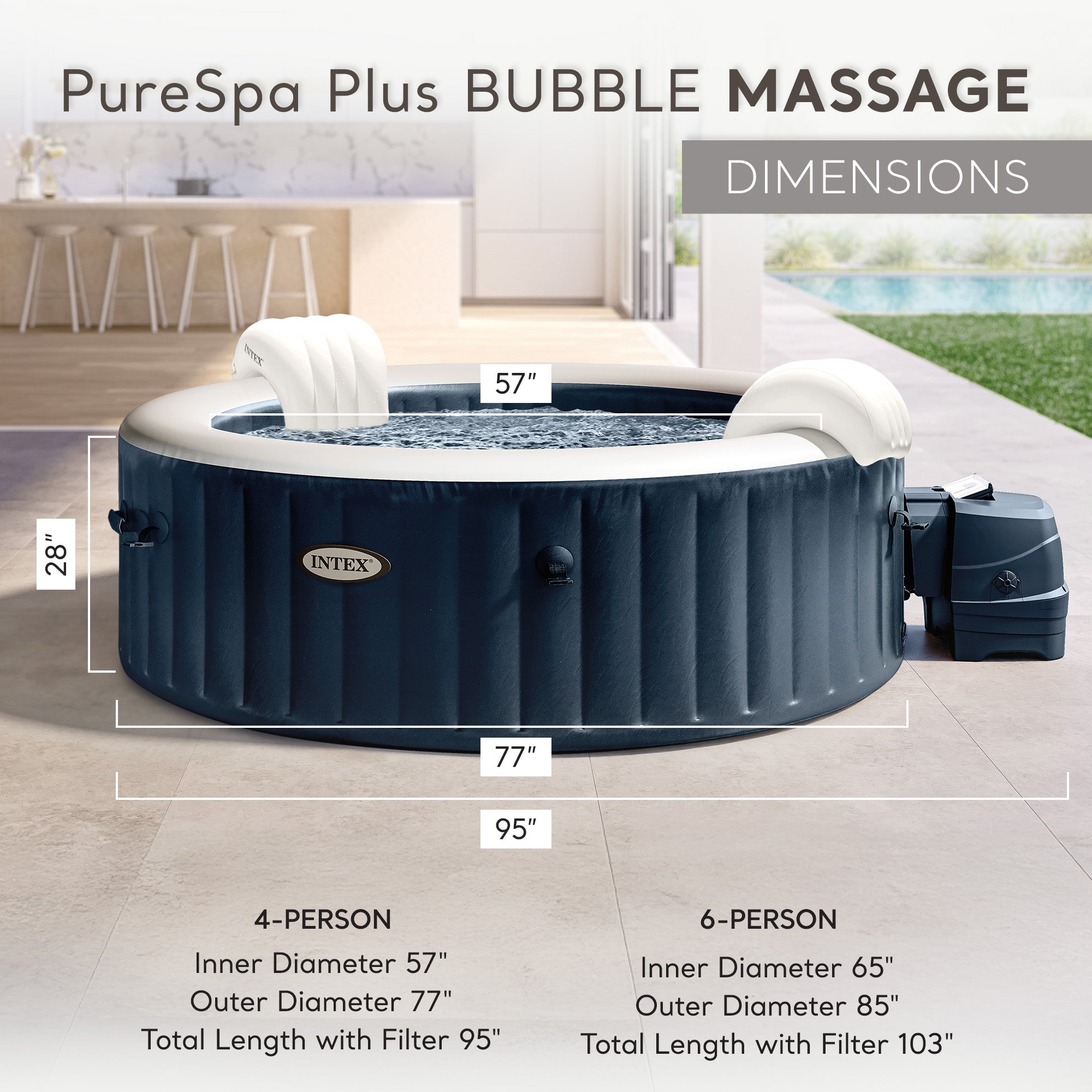 Intex PureSpa Plus Portable Inflatable Hot Tub Bubble Jet Spa, 77 x 28" (Used) - VMInnovations