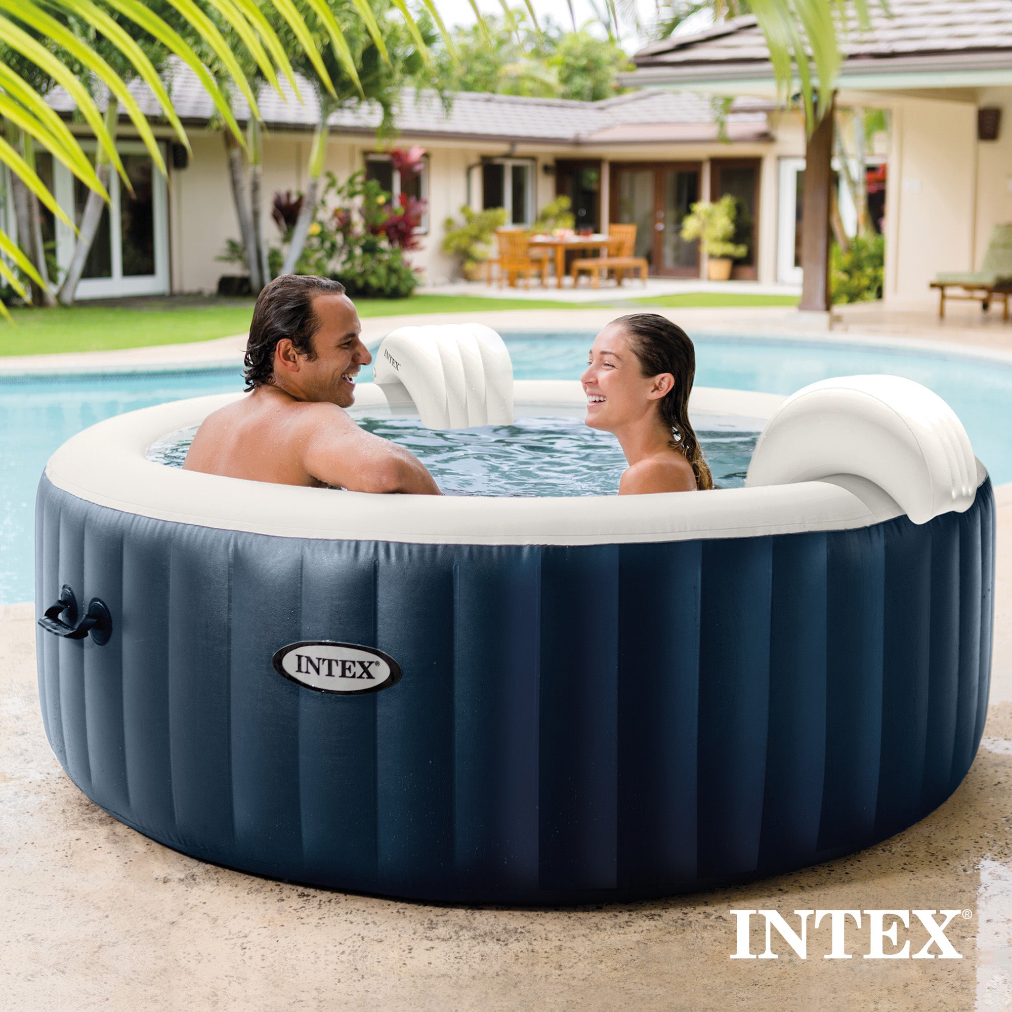 Intex PureSpa Plus Portable Inflatable Hot Tub Bubble Jet Spa, 77 x 28" (Used)