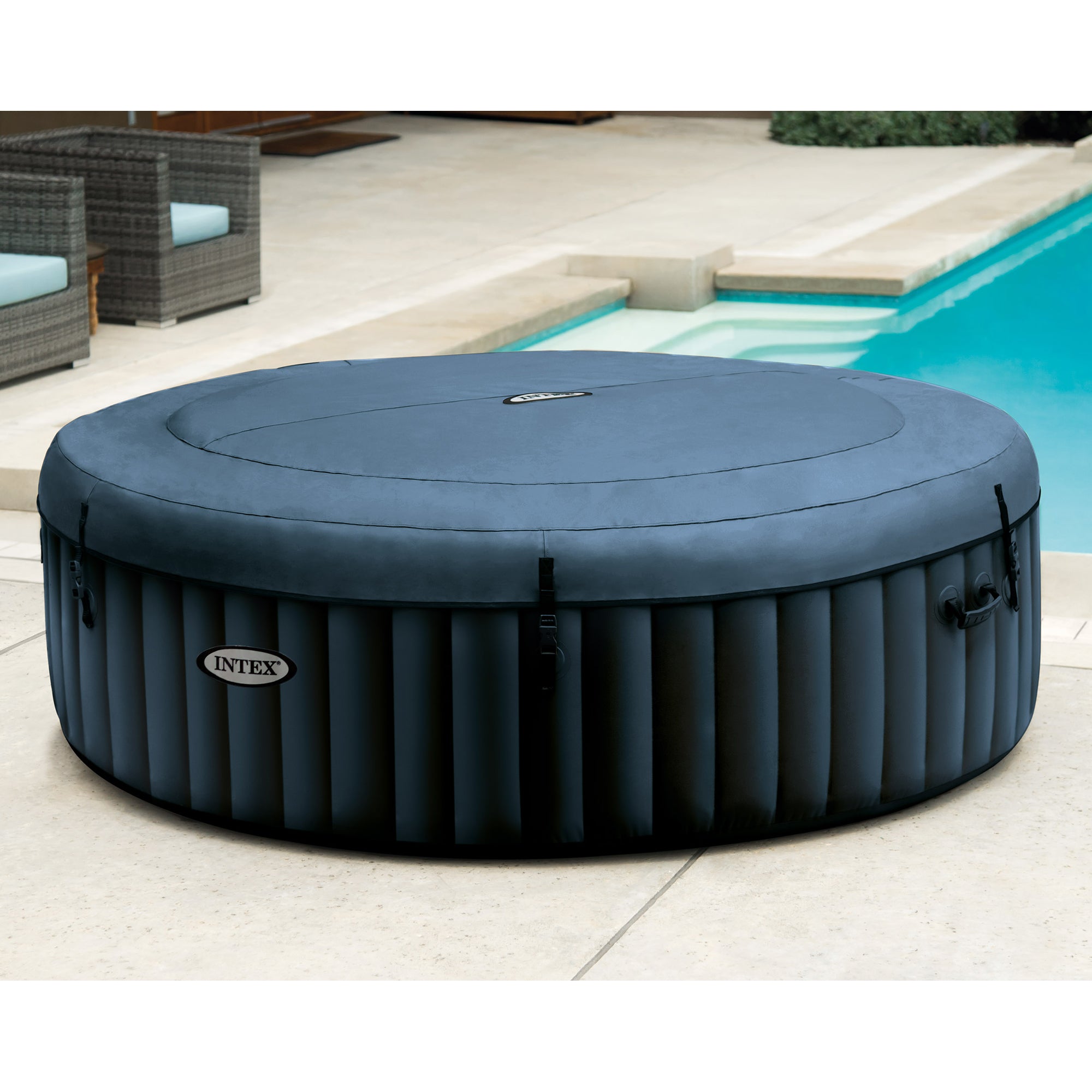 Intex PureSpa Plus Portable Inflatable Hot Tub Jet Spa w/ 12 Filter Cartridges