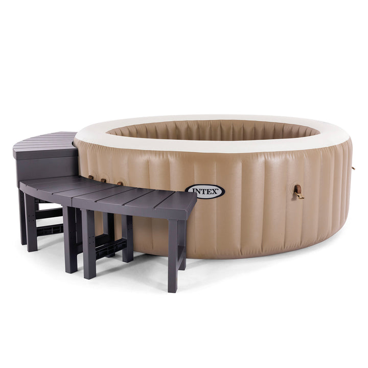 Intex PureSpa Plus Greywood Inflatable Hot Tub Jet Spa w/ Accessories Benches