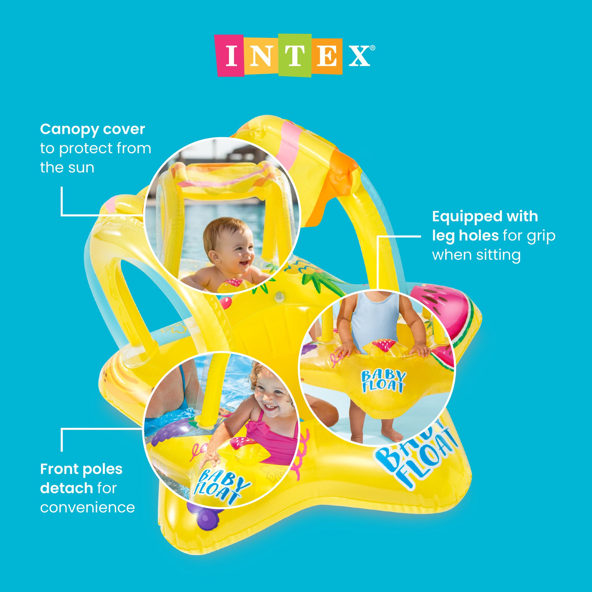 Intex 56573EP Outdoor Pool Inflatable Shaded Canopy Starfish Baby Float Raft - VMInnovations