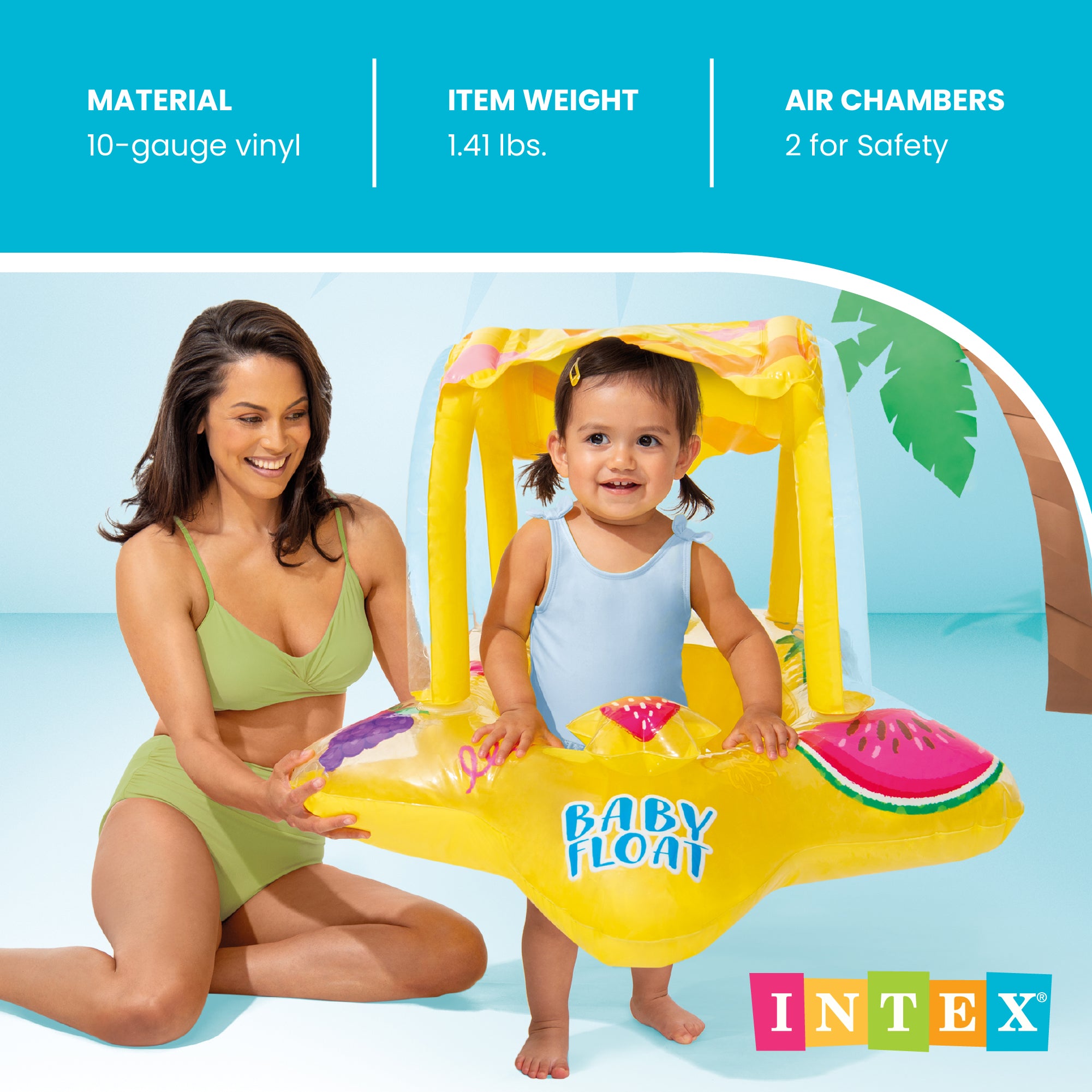 Intex 56573EP Outdoor Pool Inflatable Shaded Canopy Starfish Baby Float Raft - VMInnovations