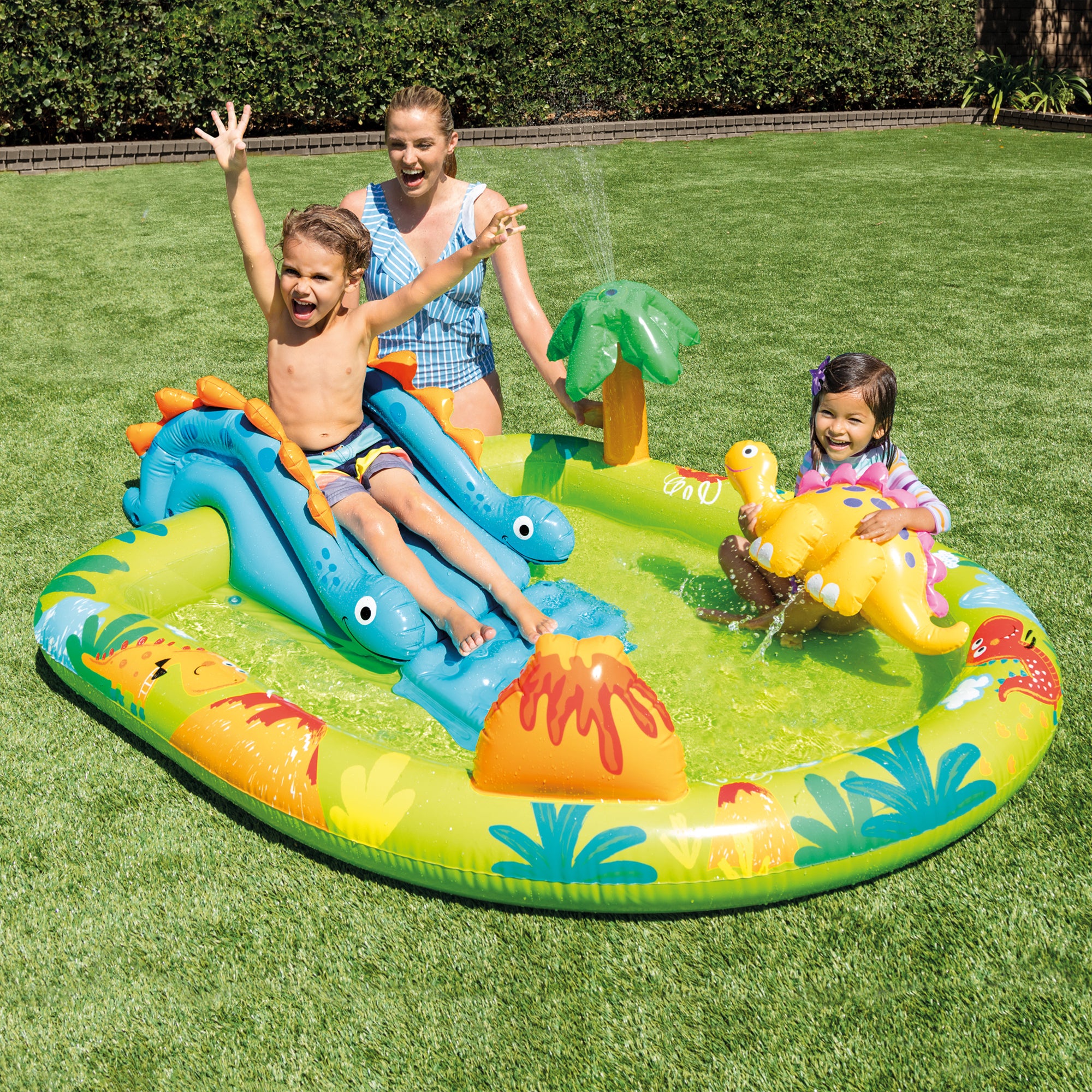 Intex Little Dino Dinosaur Themed Inflatable Backyard Pool Play Center(Open Box) - VMInnovations