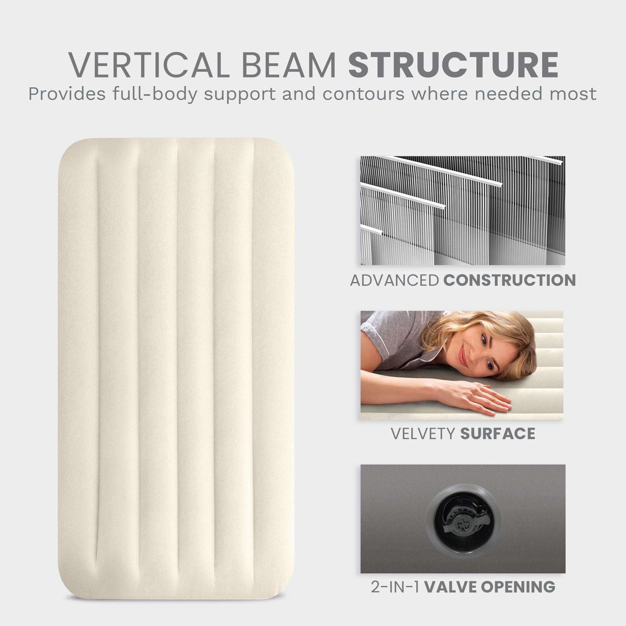 Intex 64102E Dura-Beam Standard Series Single Height Inflatable Airbed, Full