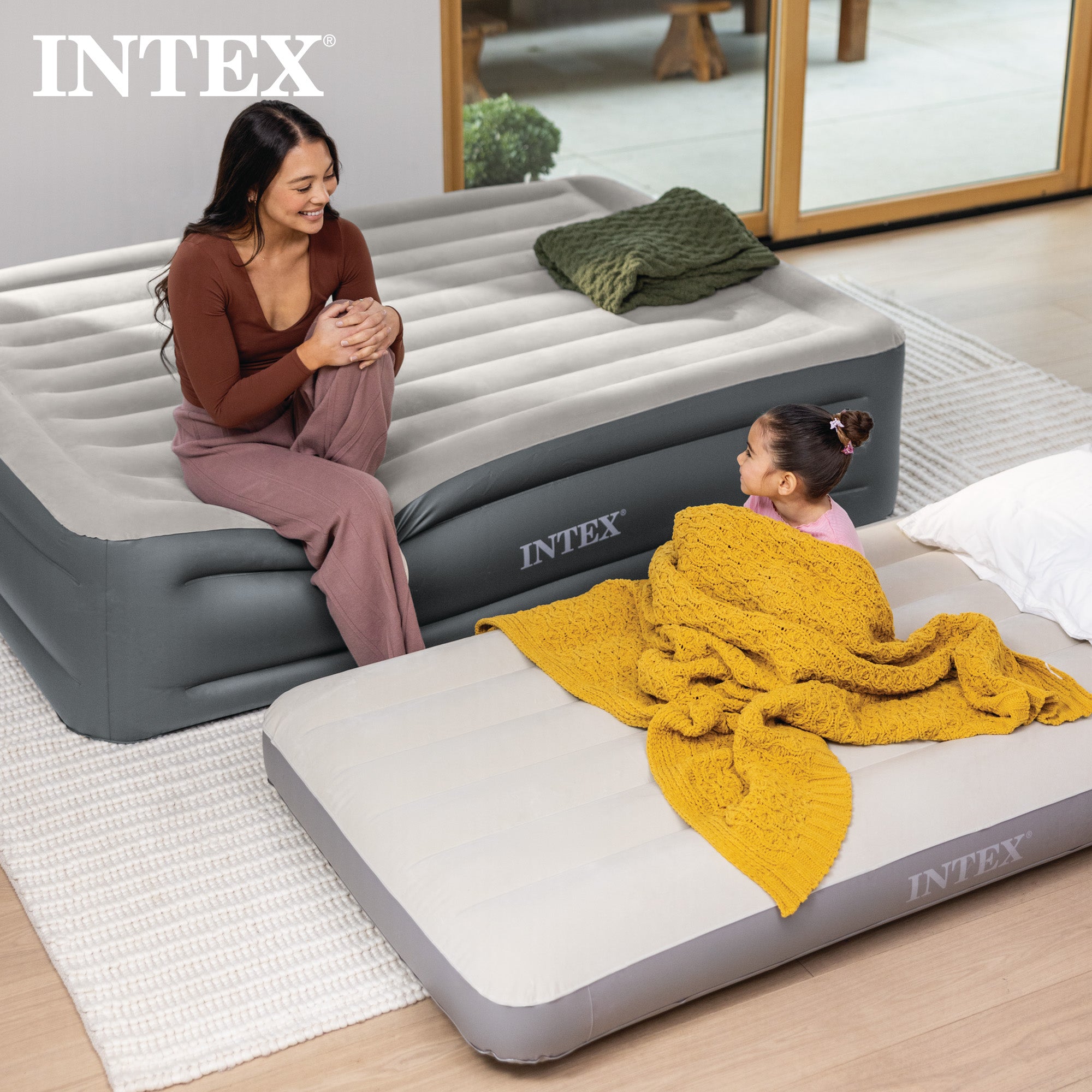 Intex 64102E Dura-Beam Standard Series Single Height Inflatable Airbed, Full