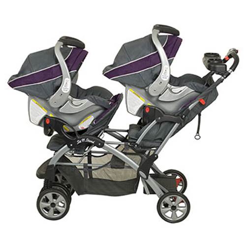 Baby Trend Sit N Stand Double Baby Stroller and Two Flex Loc Car Seats, Elixer