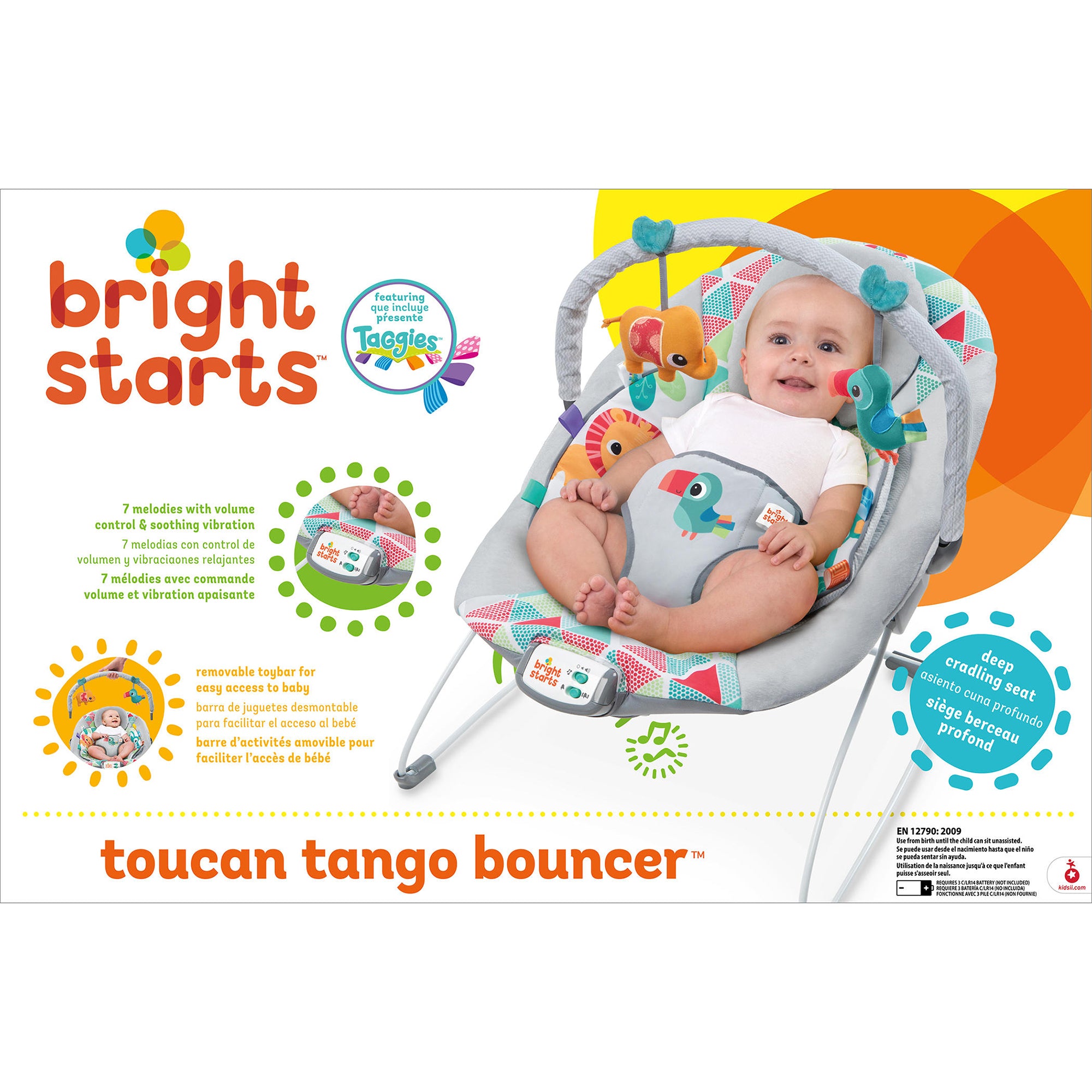 Toucan Tango Baby Bouncer with Vibration and 7 Musical Melodies (Open Box) - VMInnovations