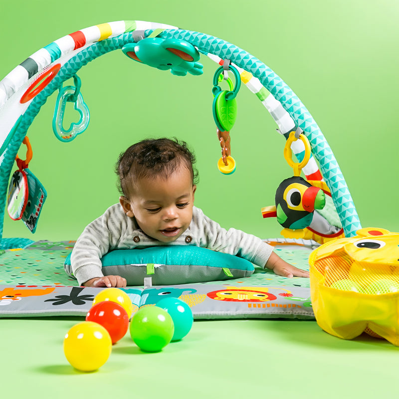 Bright Starts 5 in 1 Your Way Ball Play Baby Activity Gym Ball Pit, Safari Party