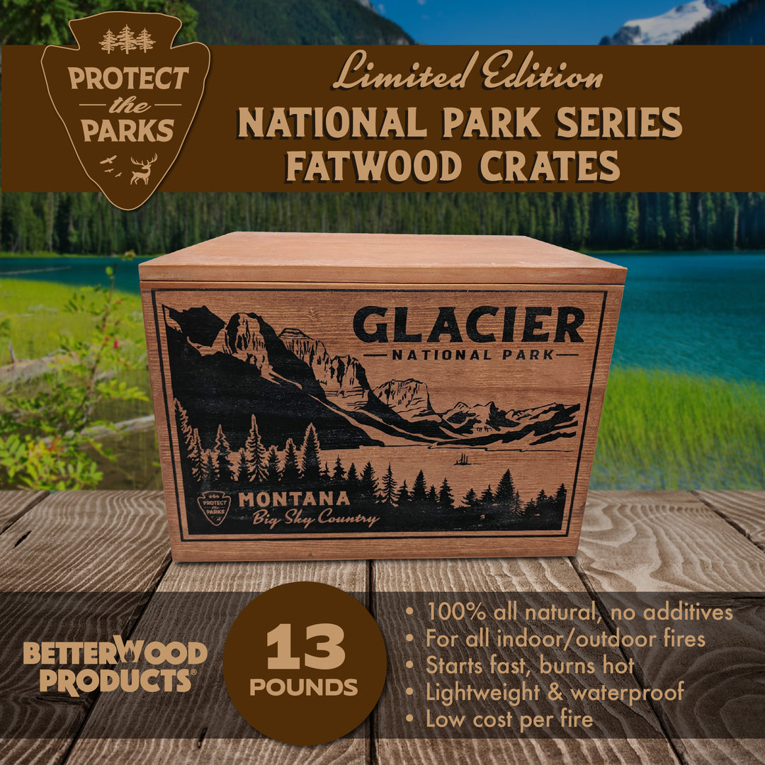 Better Wood Products Protect the Parks Series Fatwood Firestarter Crate, Glacier - VMInnovations