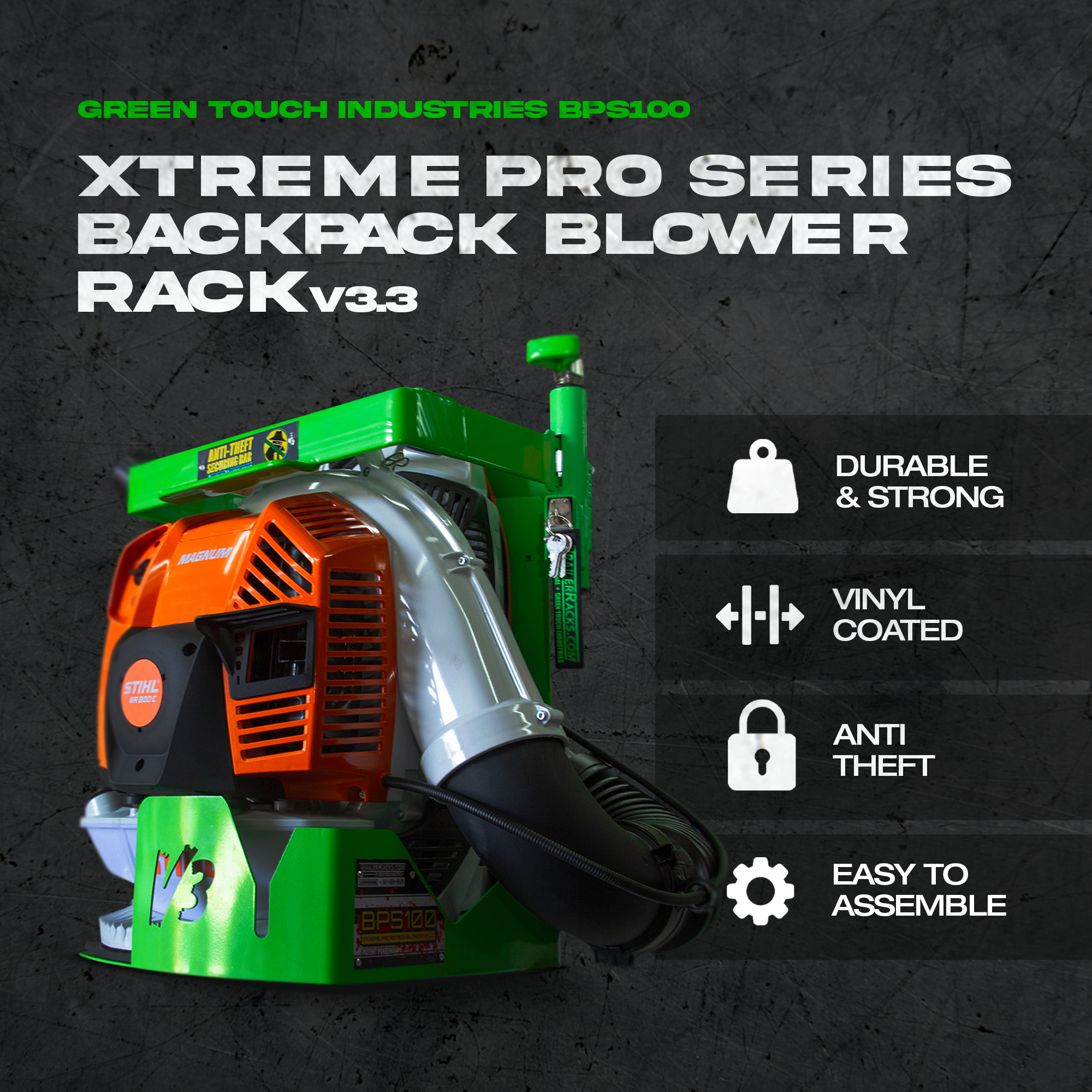 Green Touch Industries BPS100 Xtreme Pro Leaf Blower Rack V3.3 (Open Box)