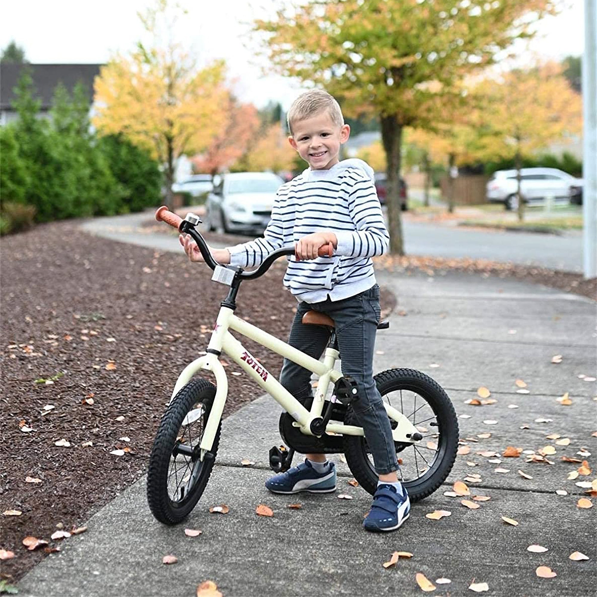 JOYSTAR Totem Kids Bike for Ages 3-5 w/ Training Wheels, 14 Inch, Ivory (Used) - VMInnovations