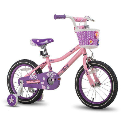 JOYSTAR Paris Kids Girl Bike Ages 3-5 w/ Training Wheels, 14", Purple/Pink(Used)