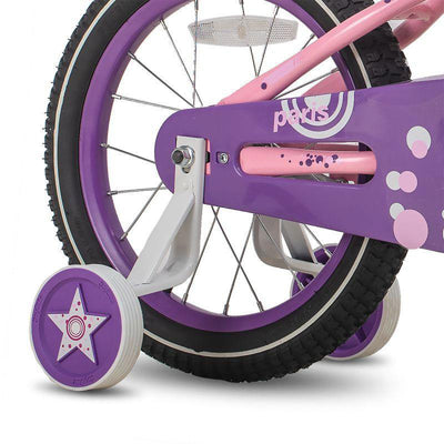 JOYSTAR Paris Kids Bike for Girls Ages 3-5 w/ Training Wheels, 14", Purple/Pink