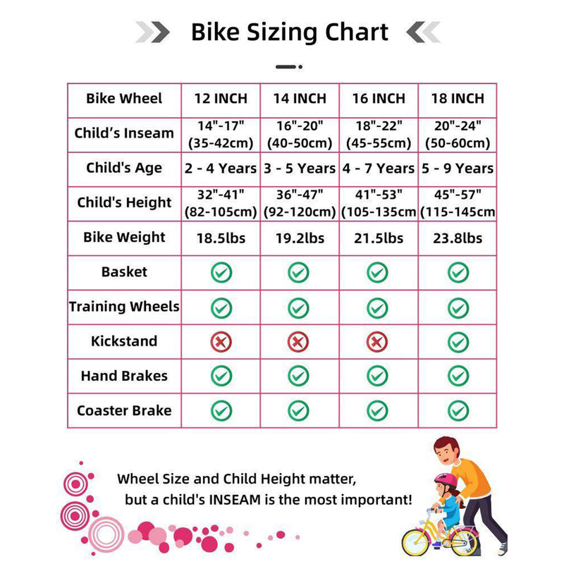 JOYSTAR Paris Kids Bike for Girls 3-5 w/Training Wheels, 14", Pink (Open Box)