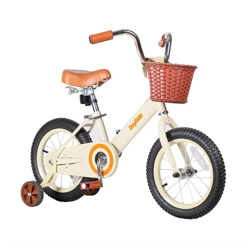 Joystar Vintage 12 Inch Ages 2 to 7 Kids Training Wheel Bike with Basket, Ivory
