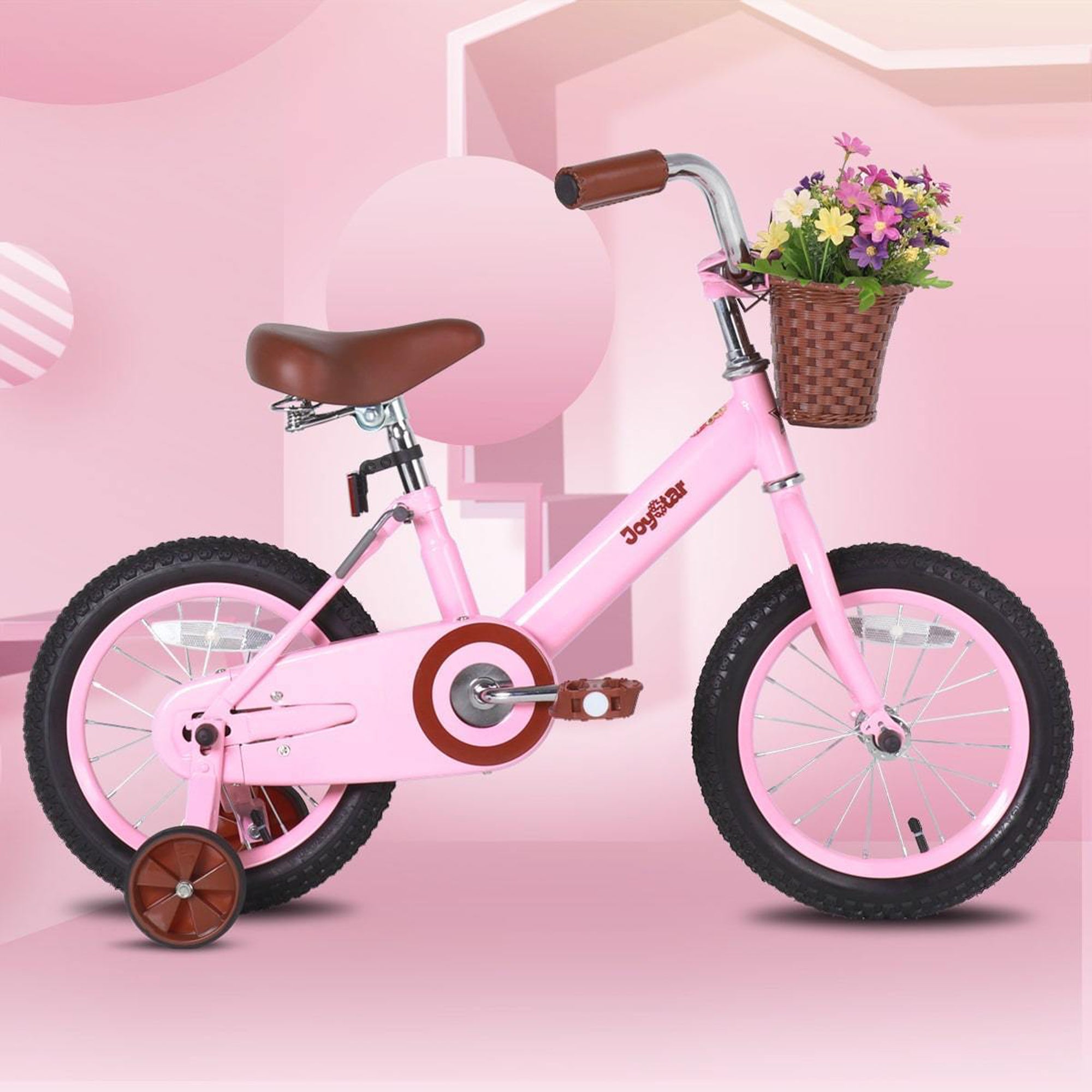 Joystar Vintage 12" Ages 2-7 Training Wheel Bike with Basket, Pink (For Parts) - VMInnovations