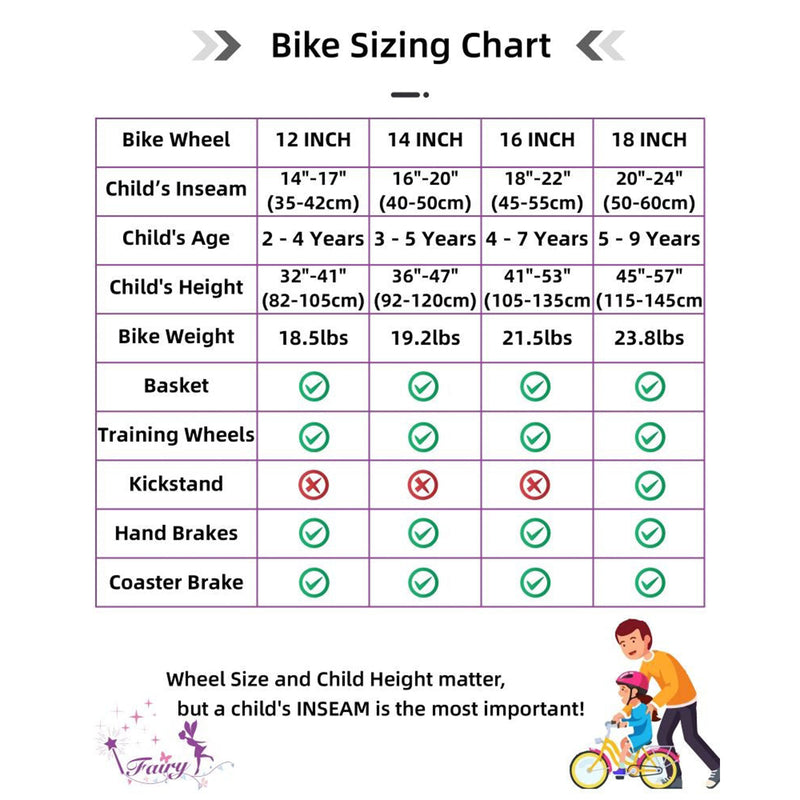 Fairy 16 Inch Kids Bike w/ Training Wheels for Ages 4 to 7, Purple (Open Box)