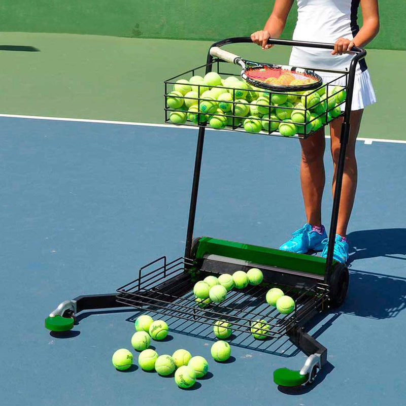 OnCourt OffCourt 2 Basket Tennis Ball Mower & Teaching Cart w/ 300 Ball Capacity
