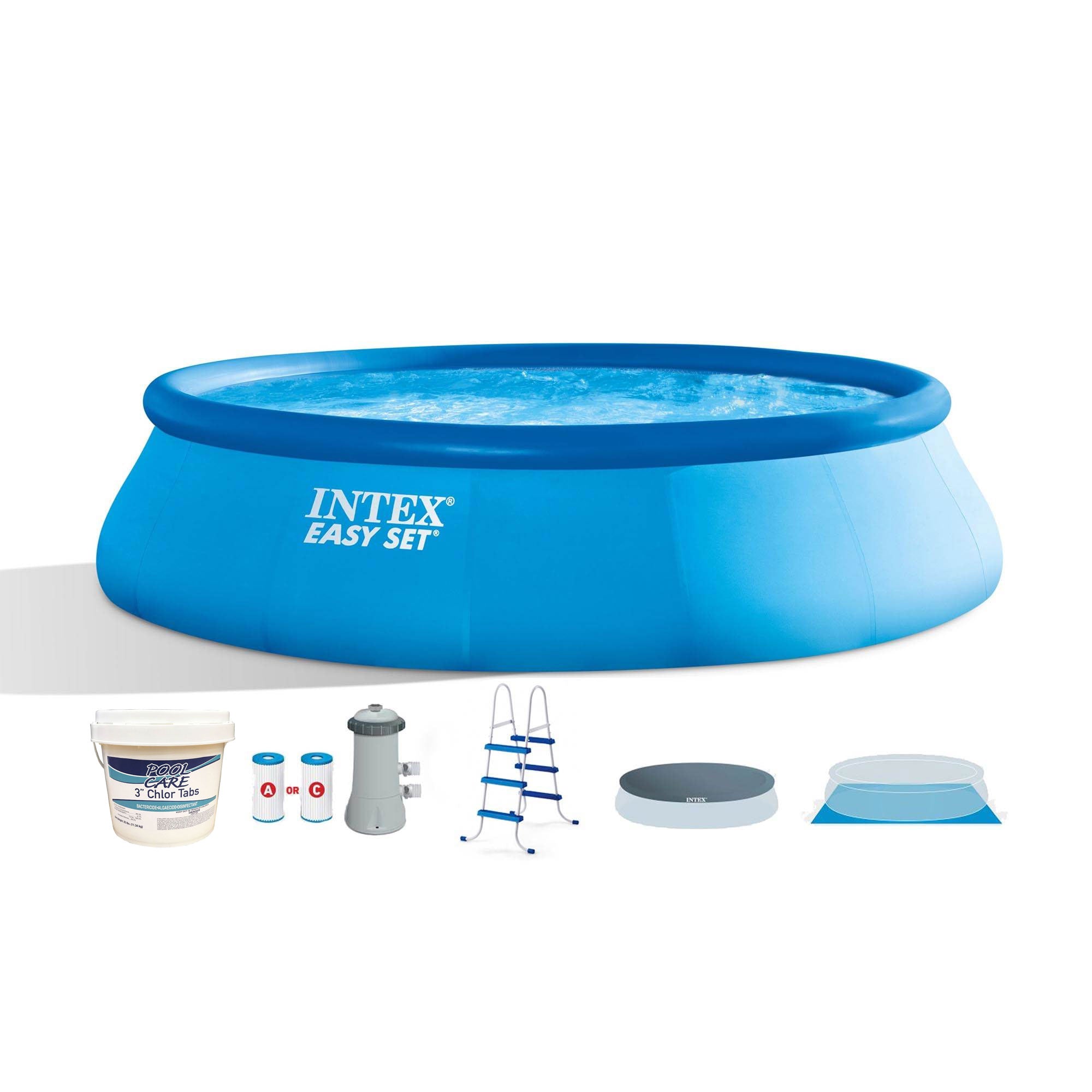 Intex 26165EH 15ft x 42in Above Ground Pool Bundle w/ Pump & Chlorine Tablets