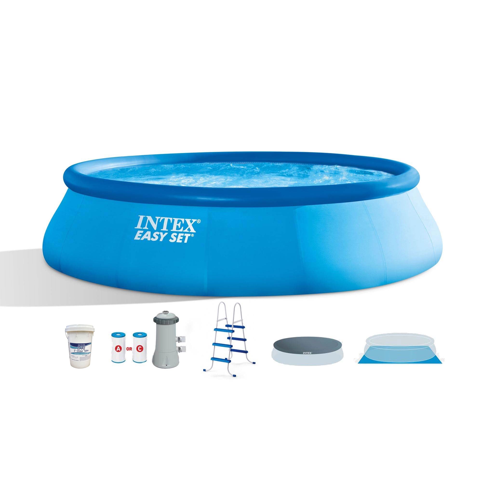 Intex 26165EH 15ft x 42in Above Ground Pool Bundle w/ Pump & Chlorine Tablets
