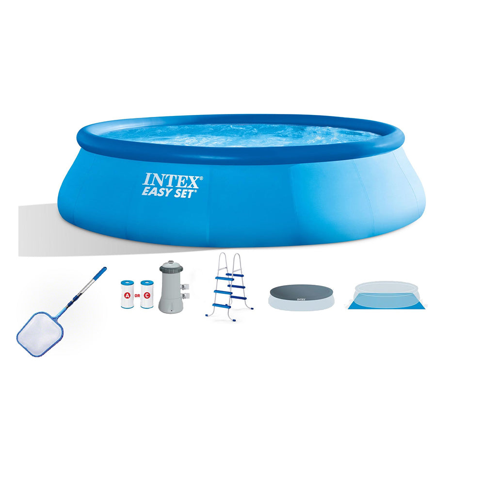Intex 15' x 42" Above Ground Swimming Pool with Ladder, Pump, and Leaf Skimmer